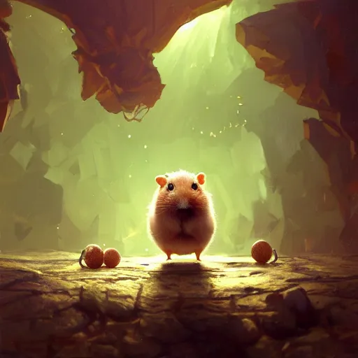 Prompt: oil painting of anthropomorphized hamster looking at shiny ruby, steampunk clothes, close shot, full body, dark steampunk mine shaft background, sharp focus, fantasy style, octane render, volumetric lighting, 8k high definition, by greg rutkowski, highly detailed, trending on art Station, dungeons and dragons artwork, centered