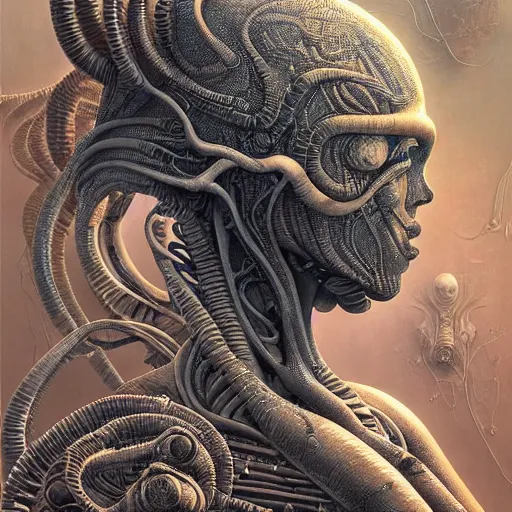 Image similar to ultra realist intricate detailed painting of an attractive alien female and alien male, full body, curvy, black scales and cyborg tech, very intricate details, focus, artstyle Beksiński and Hiraku Tanaka and Tom Bagshaw, award winning