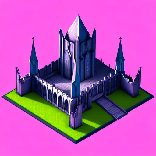 Image similar to Isometric 3D Fantasy Cathedral, low poly, pixiv