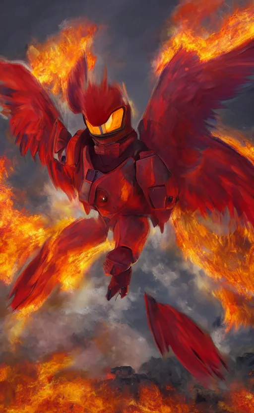 Prompt: moltres pokemon playing as master chief, oil on canvas, intricate, 8 k highly professionally detailed, hdr, cgsociety