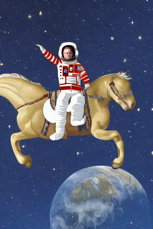 Image similar to astronaut riding horse, upside down