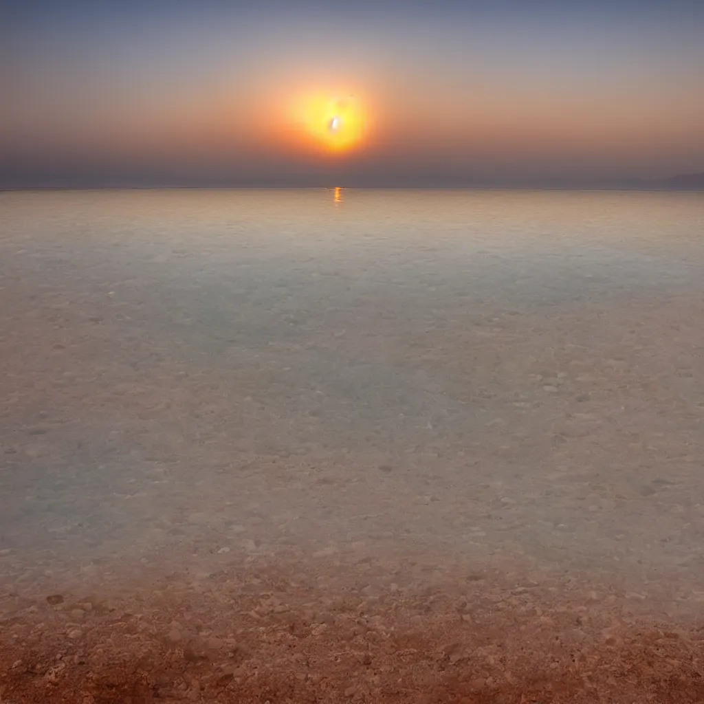 Prompt: a sunset at the dead sea