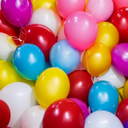 Prompt: plenty of birthday balloons with a smiley face