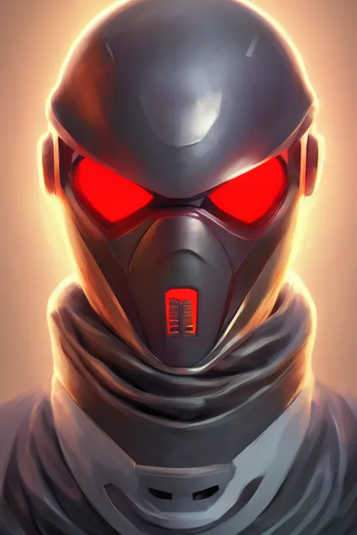 Image similar to epic mask helmet robot ninja portrait stylized as fornite style game design fanart by concept artist gervasio canda, behance hd by jesper ejsing, by rhads, makoto shinkai and lois van baarle, ilya kuvshinov, rossdraws global illumination radiating a glowing aura global illumination ray tracing hdr render in unreal engine 5