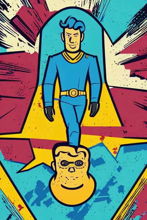 Image similar to fallout 7 6 retro futurist illustration art by butcher billy, sticker, colorful, illustration, highly detailed, simple, smooth and clean vector curves, no jagged lines, vector art, smooth andy warhol style