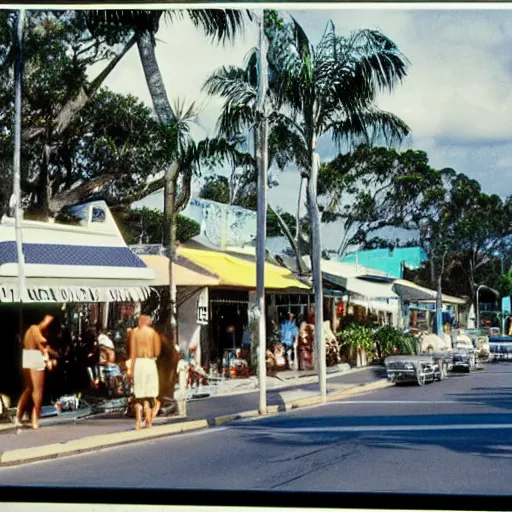 Prompt: classic scenes of noosa in 1 9 8 4