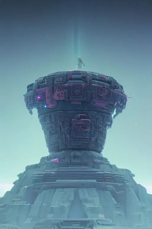 Image similar to ancient space sentinel . intricate artwork by beeple. third person, beautiful, full view, cinematic lighting, octane render, trending on artstation, greg rutkowski very coherent symmetrical artwork. cinematic, hyper realism, high detail, octane render, 8k