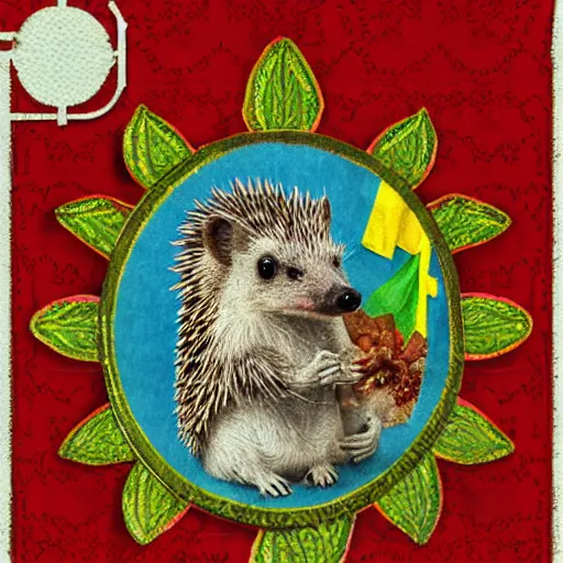 Image similar to hedgehog wearing ukrainian vyshyvanka realistic photo