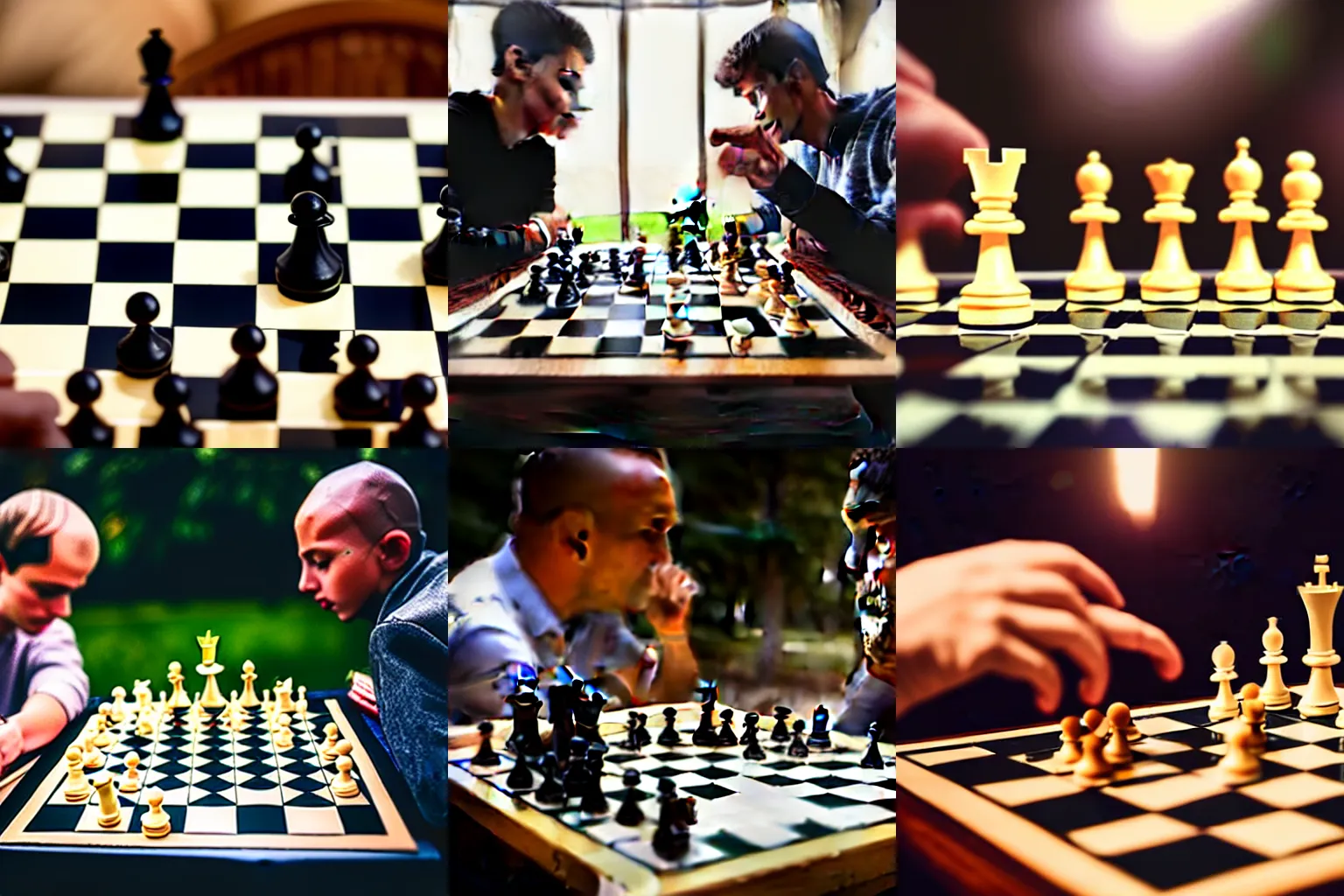 Two legendary chess players gauging each others boards. Rivalry at