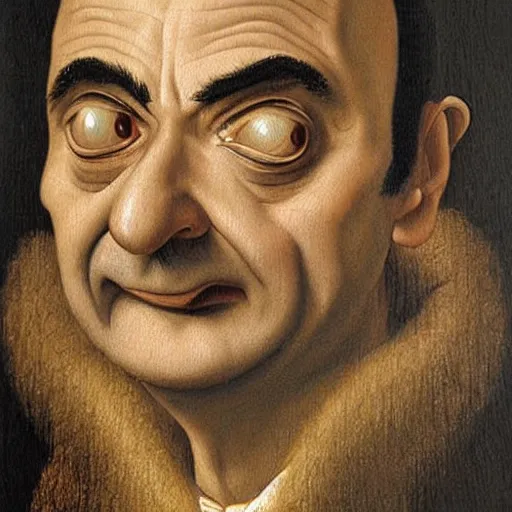 Prompt: a painting of Mr. Bean by Leonardo Da Vinci