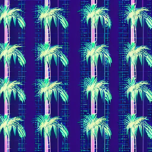 Image similar to retro vaporwave sunset skyline grid palm trees purple and pink bing chilling john cena
