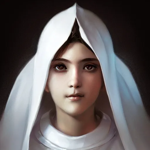 Prompt: portrait of a holy angelic pope little girl, heavenly rays, art by artgerm and greg rutkowski and sakimichan, trending on artstation