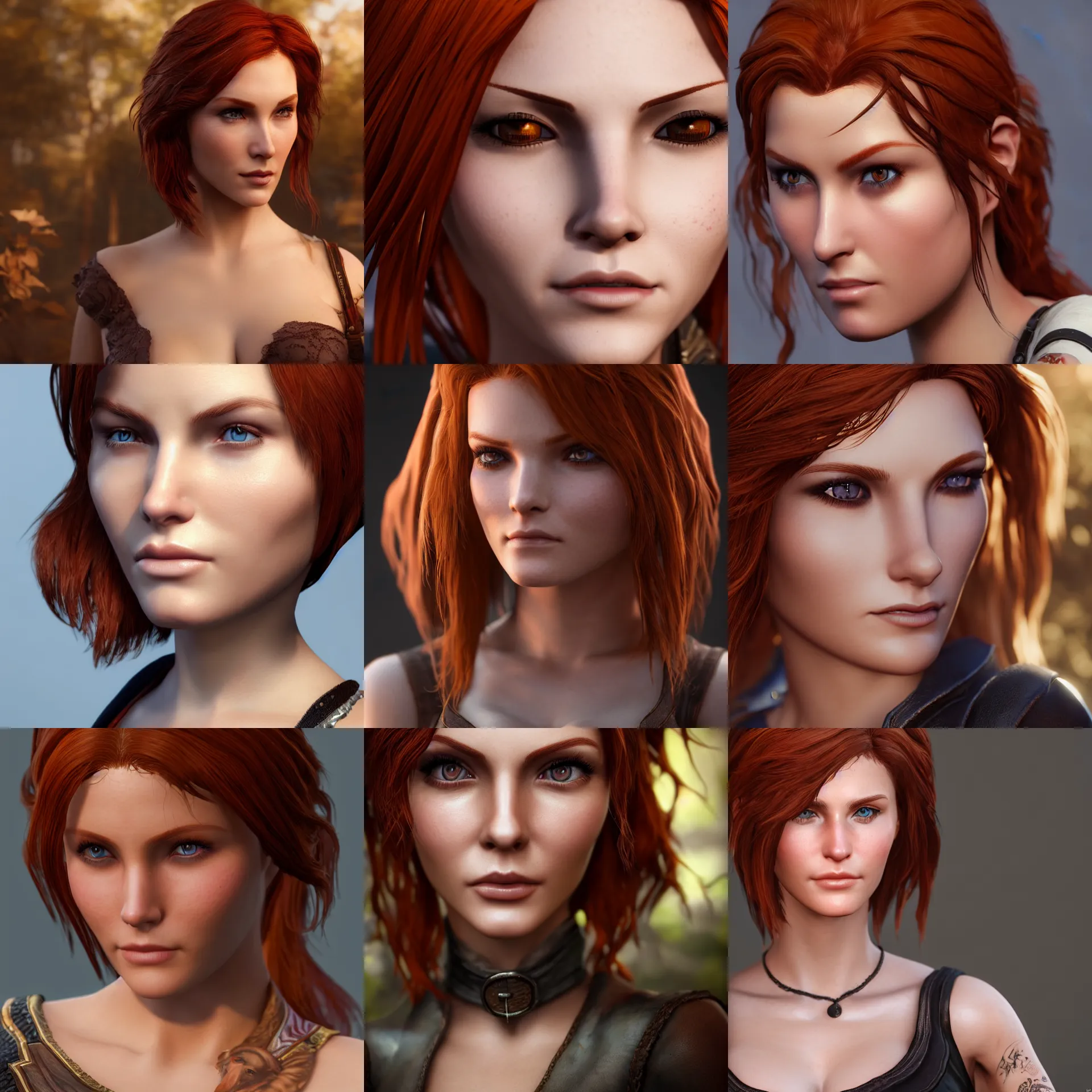 Prompt: perfectly centered close up portrait, triss merigold, candid photography, by anne stokes, highly detailed, character concept, unreal engine 5