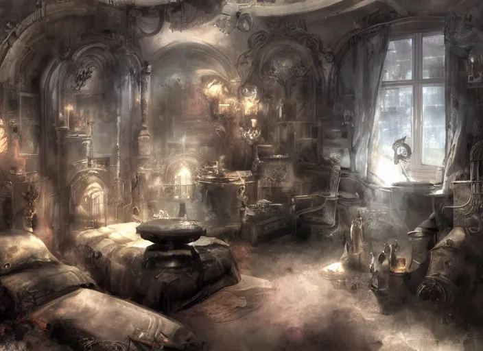 Prompt: a room by aleksi briclot