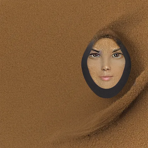 Prompt: sandstorm with face shape