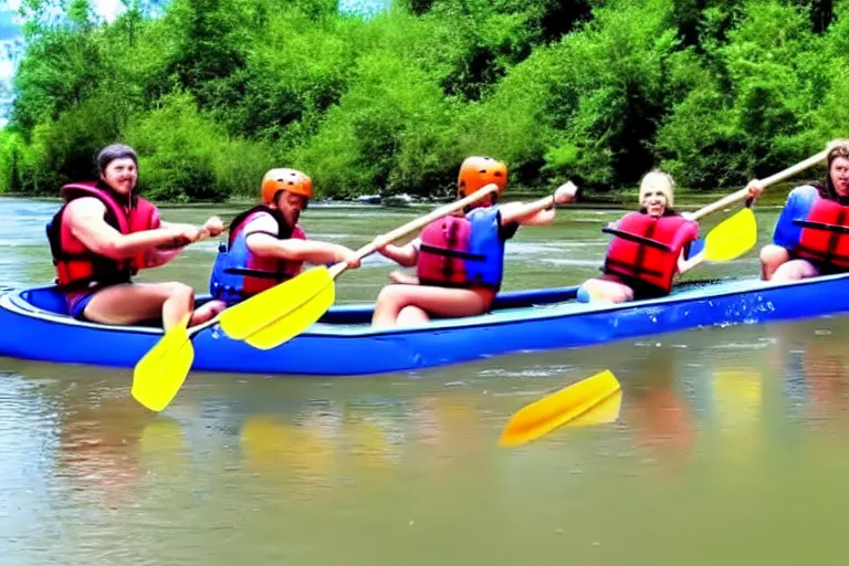 Image similar to youtube thumbnail of people canoing down a river