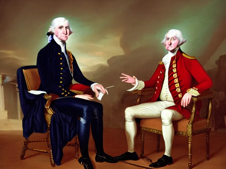 Image similar to George Washington being interviewed by Conan O’Brian; Late Night with Conan O’Brian