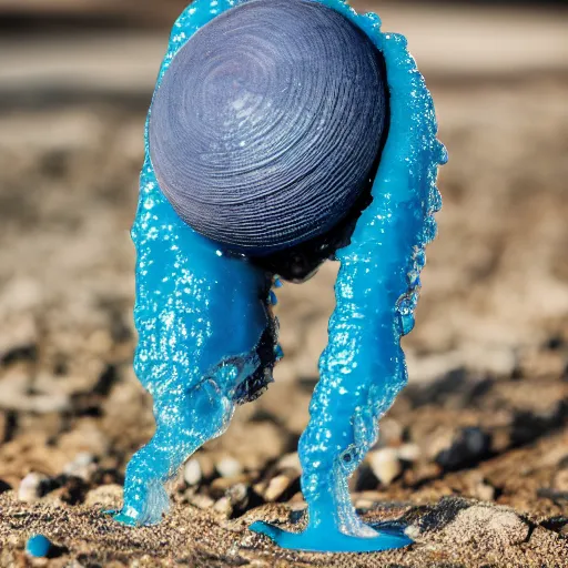 Prompt: blue slime, canon eos r 3, f / 1. 4, iso 2 0 0, 1 / 1 6 0 s, 8 k, raw, unedited, symmetrical balance, in - frame