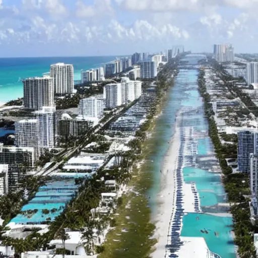 Prompt: a photograph of miami beach after 1 0 0 years of rising sea level
