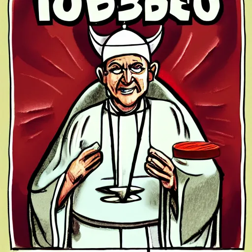 Prompt: humorous illustration of turbo pope