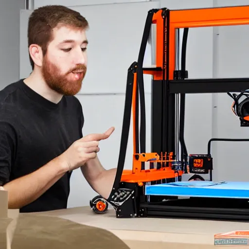 Image similar to josef prusa showing new prusa xxl 3 d printer high end photoshoot