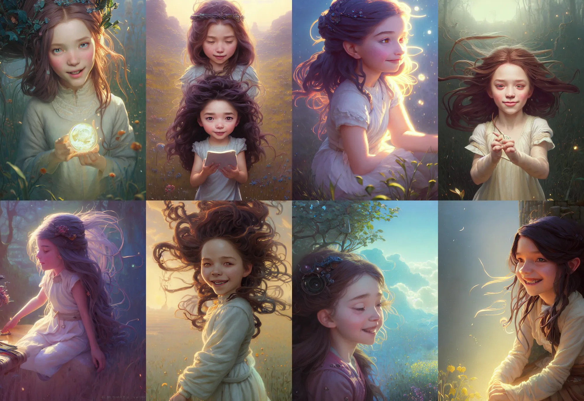 Prompt: highly detailed portrait of a happy little girl with long hairs, stephen bliss, unreal engine, fantasy art by greg rutkowski, loish, rhads, ferdinand knab, makoto shinkai and lois van baarle, ilya kuvshinov, rossdraws, tom bagshaw, alphonse mucha, global illumination, radiant light, detailed and intricate environment