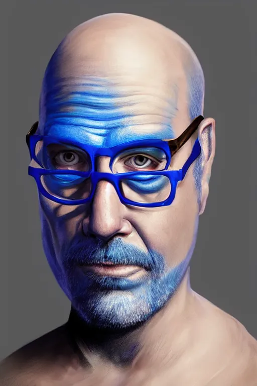 Image similar to David Cross as blue man. digital painting, artstation, concept art, smooth, sharp focus, illustration, art by artgerm