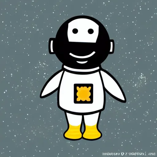 Prompt: cute astronaut penguin with helmet on, floating on space, minimalist cartoon style