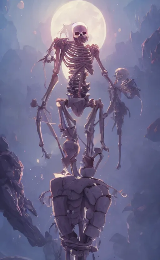 Prompt: a beautiful illustration of a skeleton nectomancer, scenic full shot, ambient lighting, by artgerm, makoto shinkai, wlop, rossdraws, featured on artstation, vertical orientation