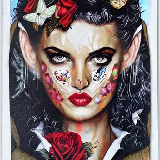 Image similar to a tarot card of romance by Sandra Chevrier