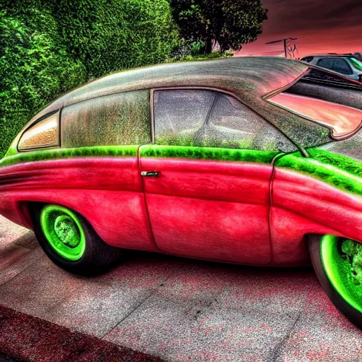 Prompt: stunning award winning hyperrealistic hdr 8 k highly detailed photo of a watermelon car