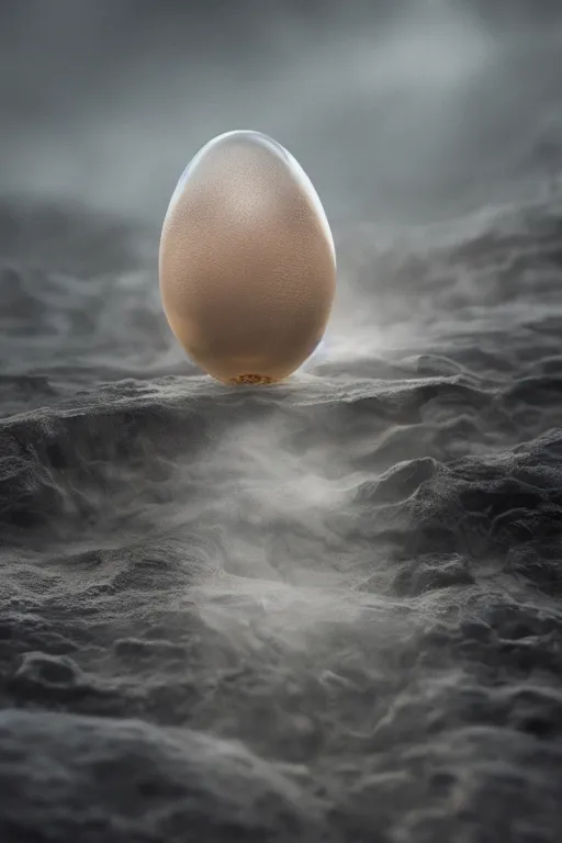 Prompt: photoreal render of transparent cthulhu egg, presented nicely, rendered in octane, realistic, film grain, 3 5 mm, 1 6 0 0 iso, sony a 7 riv, 8 k, unreal engine, wind, mythical, surrounded by mist, surreal moody background