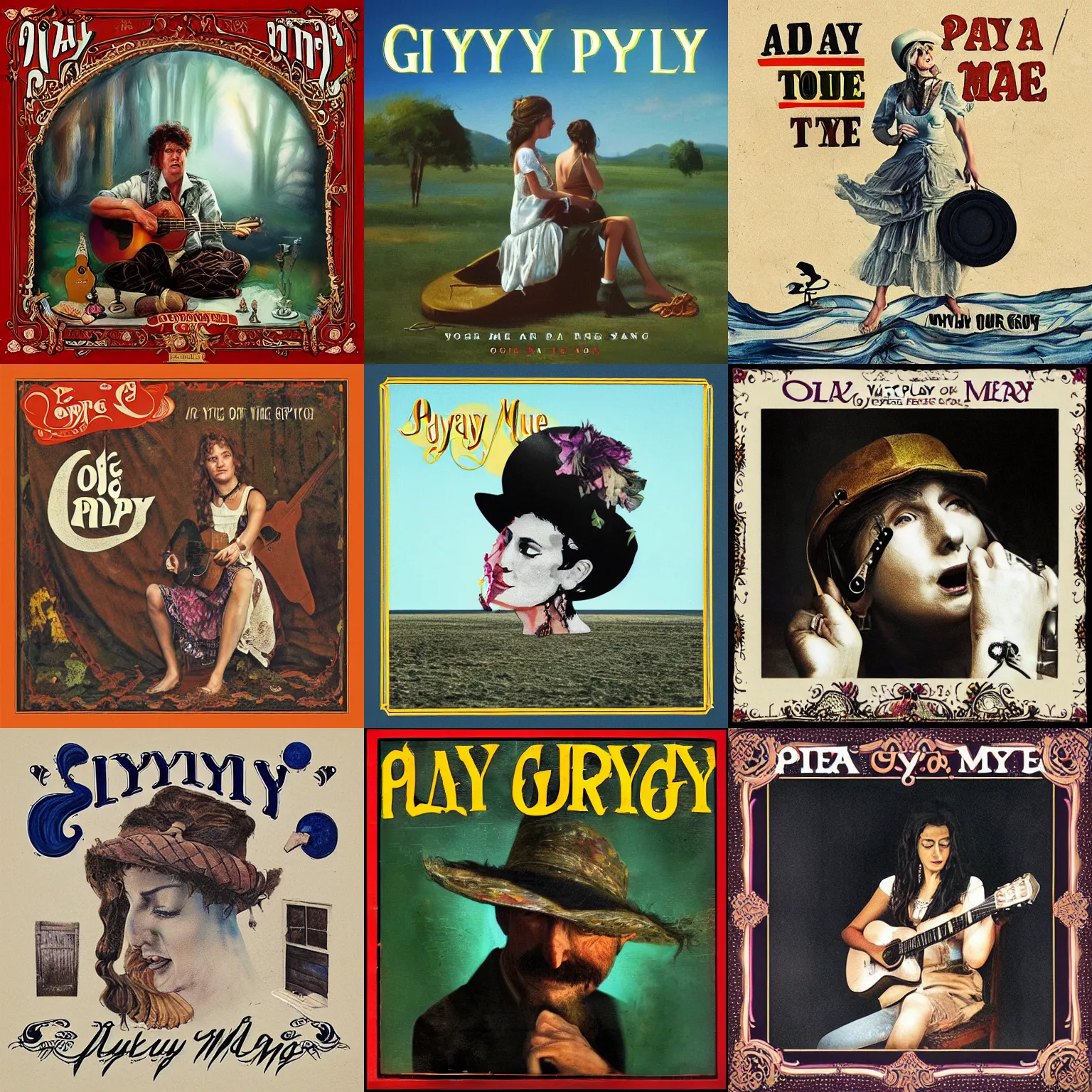 Prompt: play a song for me ol'gypsy, album cover art