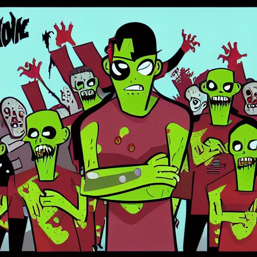 Prompt: zombie apocalypse by genndy tartakovsky, detailed