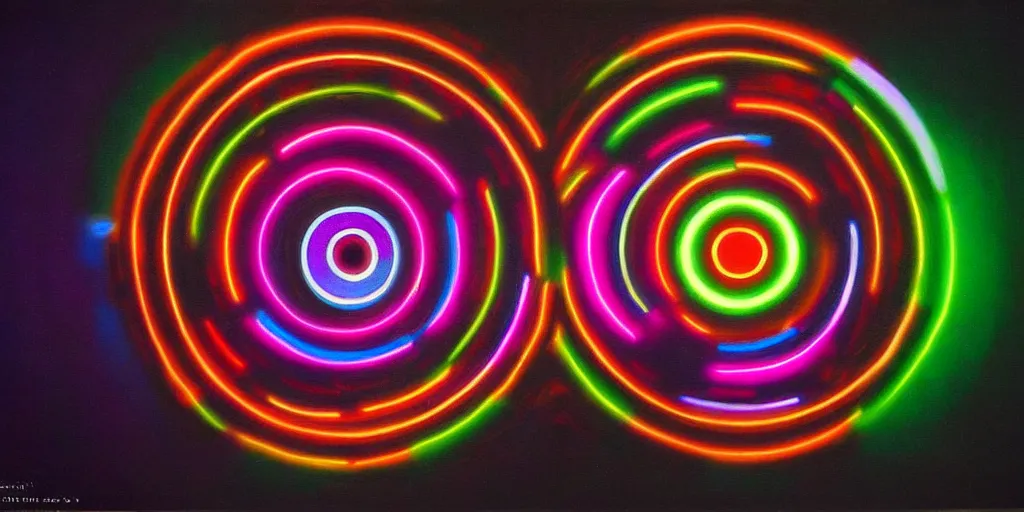 Image similar to a beautiful painting of a stargate by takashi murakami 8 k particulate neon light film grain