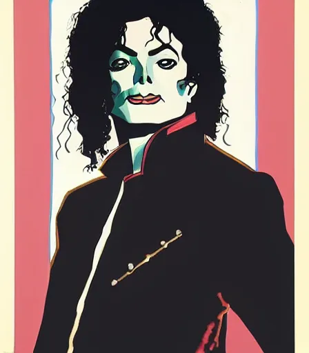 Image similar to portrait of michael jackson by mike mignola, high quality, high detail
