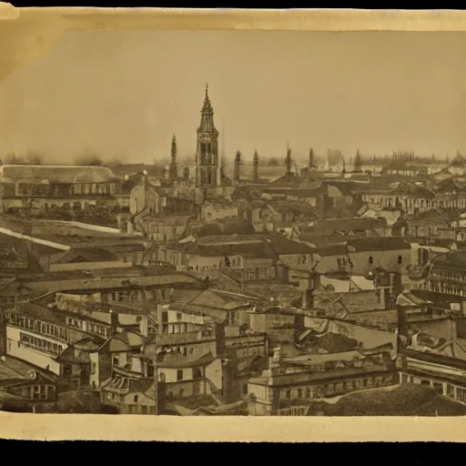 Image similar to grainy 1800s photo of a city covered in mud