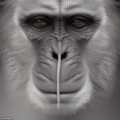 Image similar to monkey looking like Joe Biden, grey scale face, intricate, wild, highly detailed, hybrid animal, ape humanoid, looking like human, sharp focus