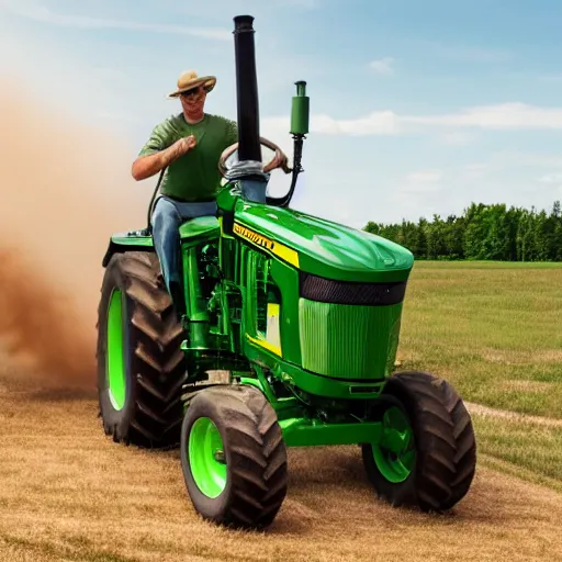 Image similar to john deere tractor armed with two gatling guns