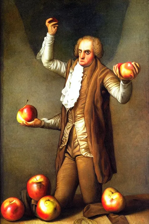 Image similar to isaac newton juggling apples