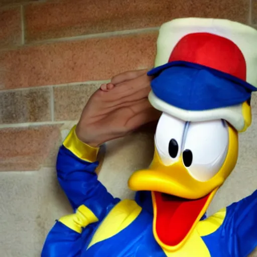 Image similar to A photo of a human as Donald Duck