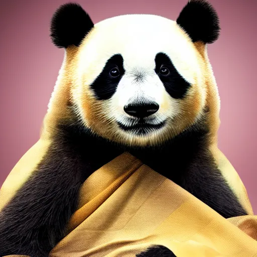 Image similar to an animal Panda wearing traditional indian saree, sony a7, photo realistic, 8k