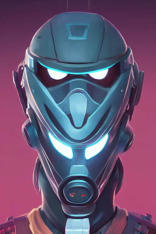 Image similar to epic mask helmet robot ninja portrait stylized as fornite style game design fanart by concept artist gervasio canda, behance hd by jesper ejsing, by rhads, makoto shinkai and lois van baarle, ilya kuvshinov, rossdraws global illumination radiating a glowing aura global illumination ray tracing hdr render in unreal engine 5