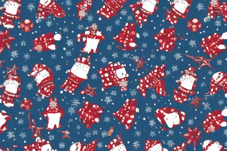 Image similar to a wrapping paper pattern with christmas print, illustration