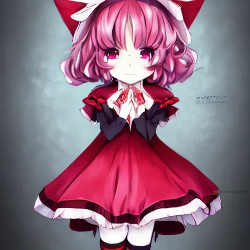 Image similar to full headshot portrait of Remilia Scarlet from Touhou, drawn by WLOP, by Avetetsuya Studios, attractive character, colored sketch anime manga panel, Remilia Scarlet from Touhou, trending on artstation