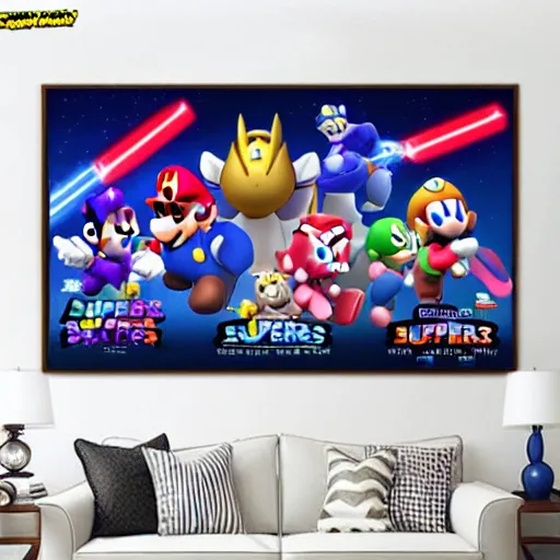 Image similar to super mario brothers and kirby super star ultra movie poster with pokemon super smash bros and princess peach star wars theme pokemon style detailed and accurate eyes