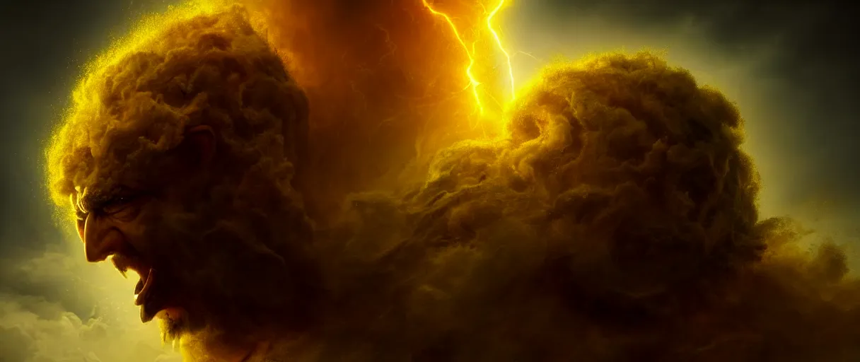 Prompt: hyperrealist highly detailed neo-baroque portrait of god as an angry amazon crushing earth into pieces concept art pascal blanche dramatic yellow lighting 8k wide angle shallow depth of field