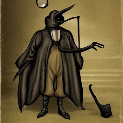 Prompt: anthropomorphic weevil dressed as a plague doctor