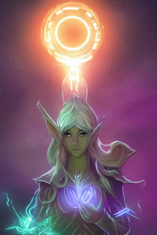 Prompt: elven glowing tech circles
