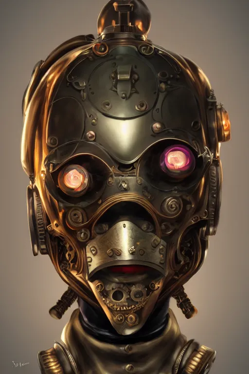 Image similar to steampunk helmet fantasy art mask robot ninja stylized digital illustration sharp focus, elegant intricate digital painting artstation concept art global illumination ray tracing advanced technology chaykin howard and campionpascale and cooke darwyn and davis jack